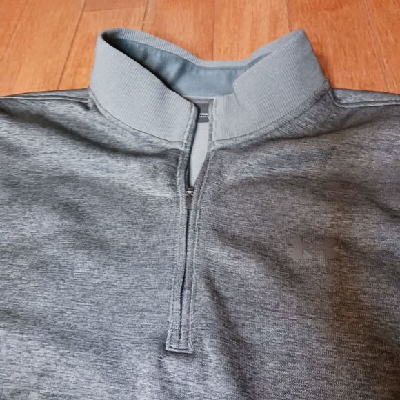 Under Armour Men's Large Golf Storm Sweater Gray Fleece 1/4 Zip Long Sleeve - Picture 7 of 15